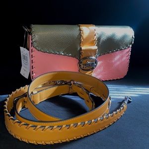 Georgie Shoulder Bag In Colorblock With Whipstitch (NWT)